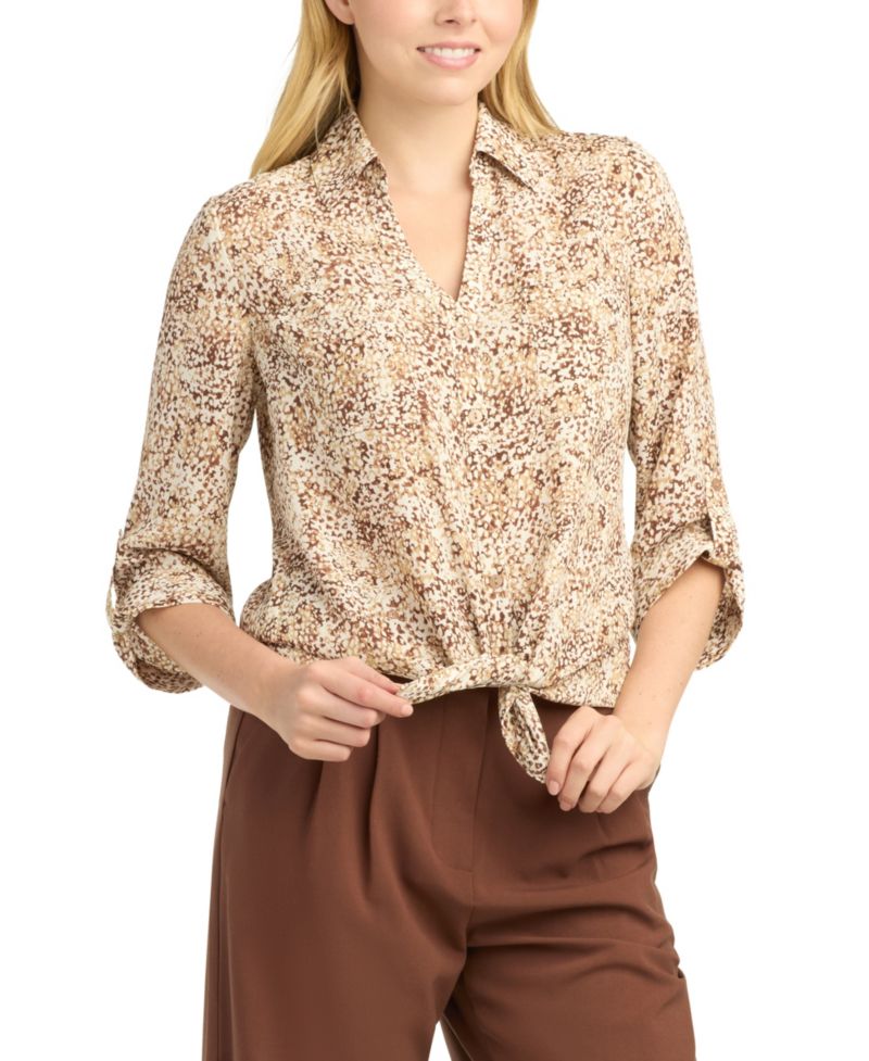 Juniors' Collared Button-Front Shirt