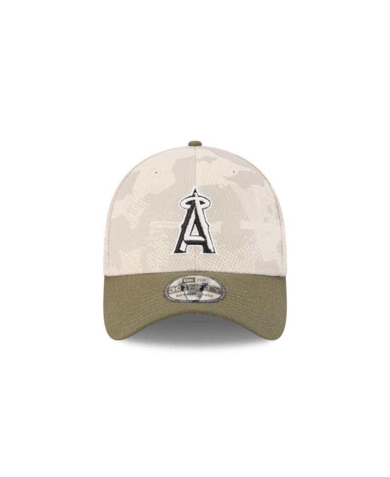 Men's Light Beige/Olive Los Angeles Angels 2025 Armed Forces Day 39THIRTY Flex Hat