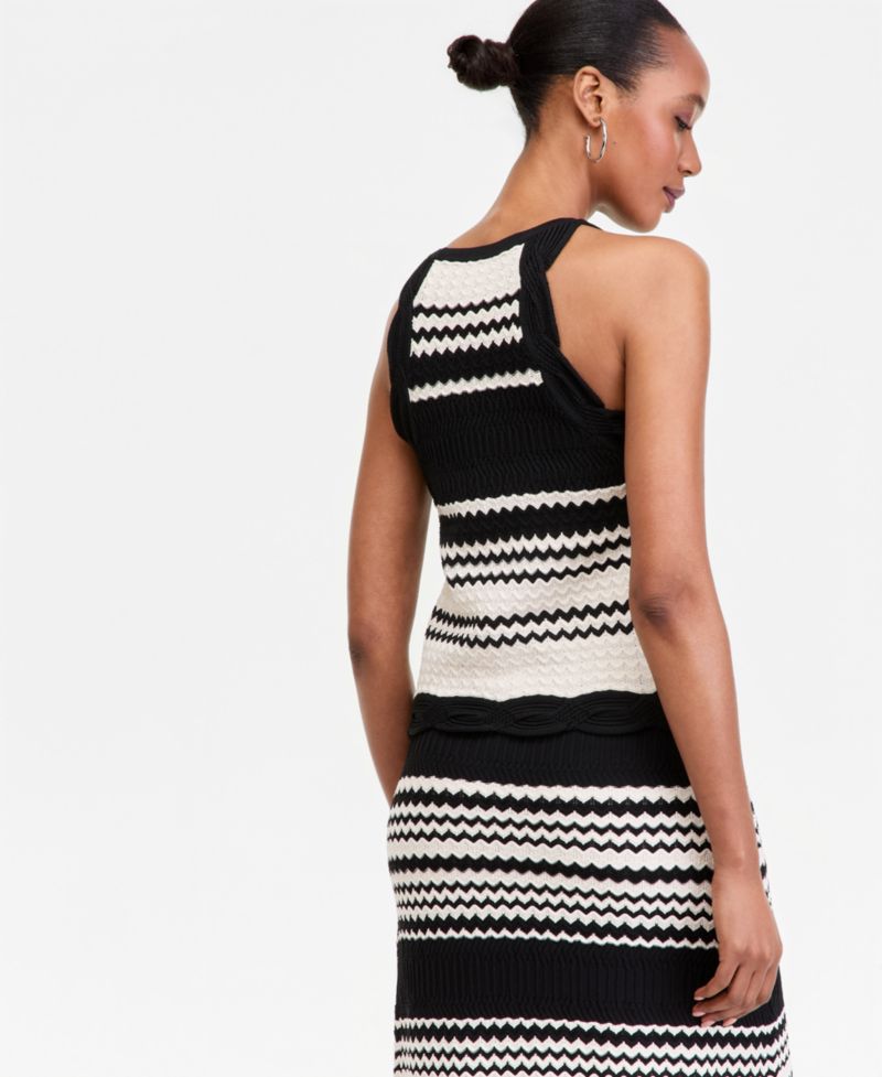 Women's Stripe Crochet Sleeveless Top