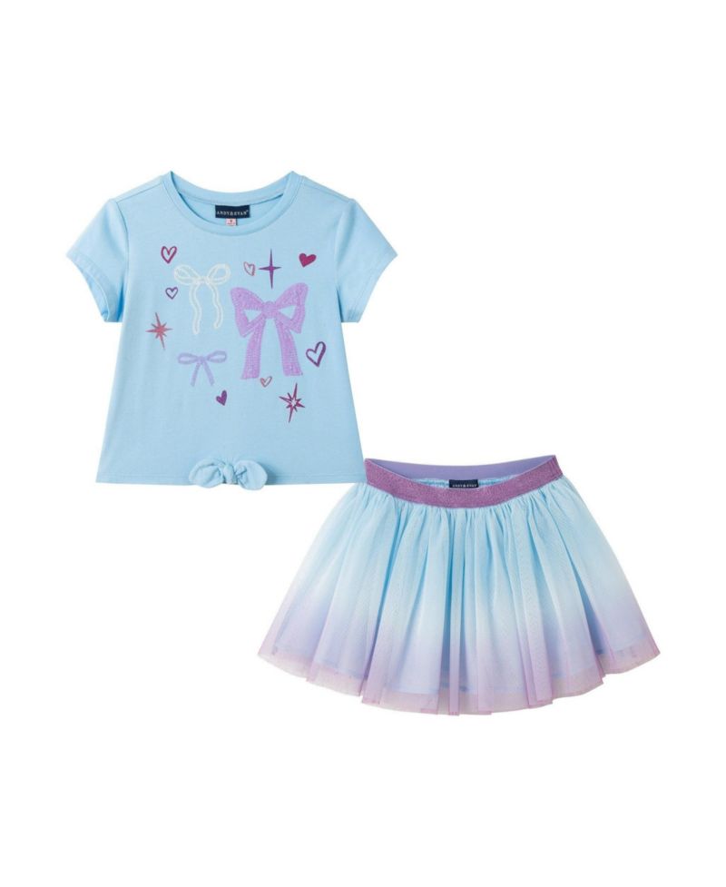 Toddler/Child ( size 2T to 6X ) Ombre Tie Front Tee and Tutu Skirt Set