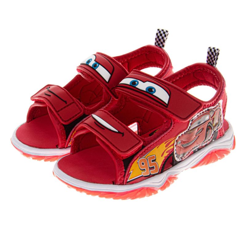 Little Boys Pixar Cars Open-Toe Light-Up Sport Sandals, Hook and Loop Outdoor Sandals Featuring Lightning McQueen (Toddler/Little Kid)