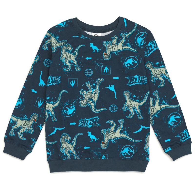 Jurassic World Blue French Terry Sweatshirt and Bike Shorts Little Kid to Big Kid