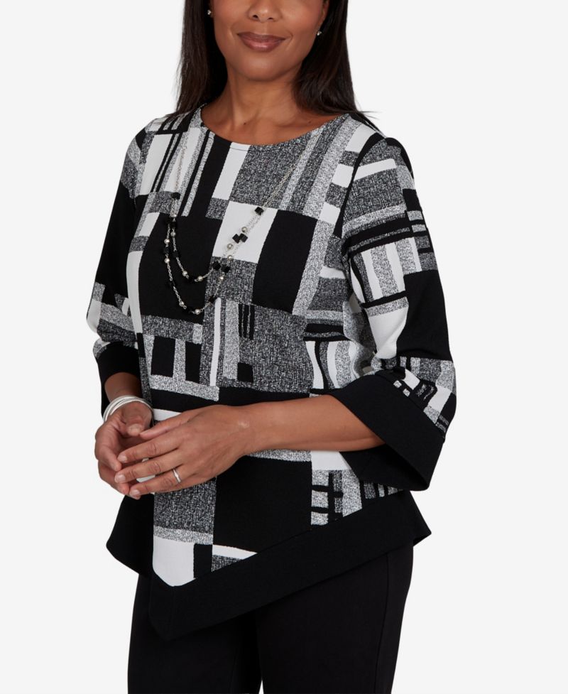 Petite 3/4-Sleeve Asymmetric-Hem Tunic