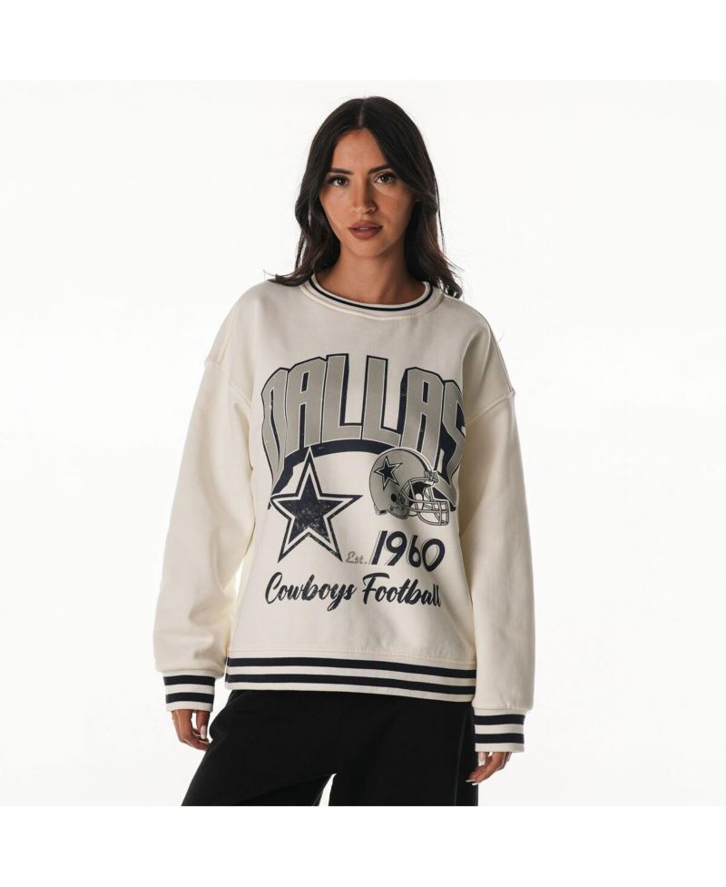 Women's Cream Dallas Cowboys Oversized Vintage French Terry Sweatshirt