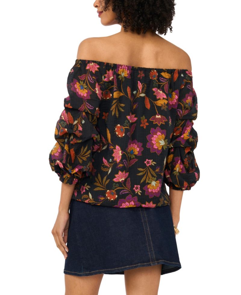 Women's Off-The-Shoulder Bubble-Sleeve Top