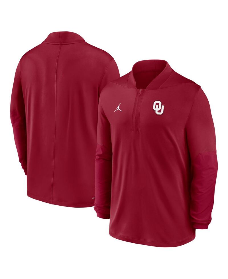 Men's Crimson Oklahoma Sooners Sideline Dri-FIT Half-Zip Pullover Hoodie
