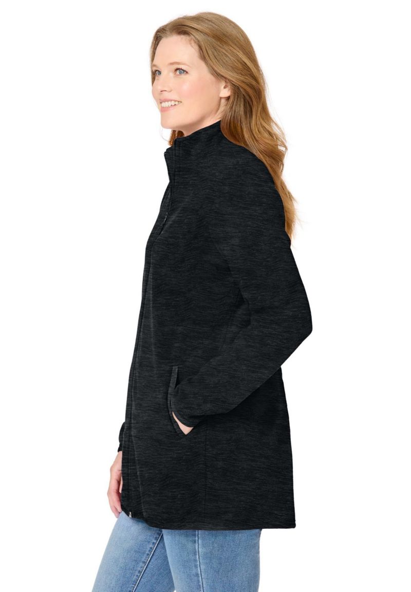 Plus Size Within Zip-Front Microfleece Coat