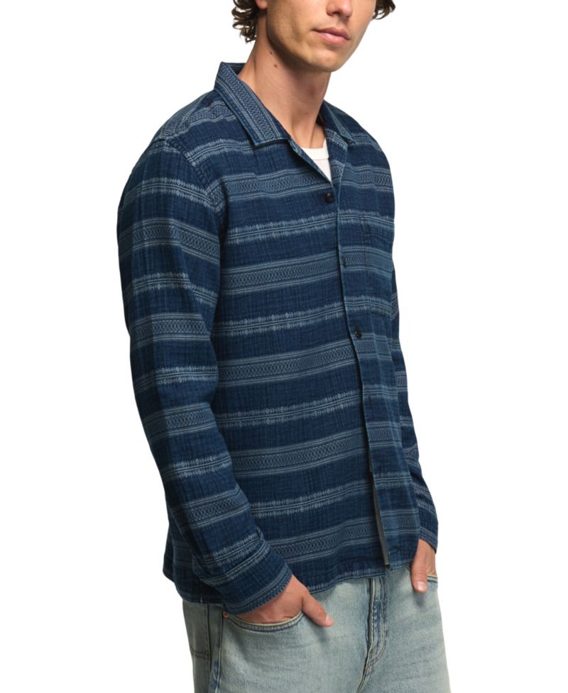 Men's Indigo Pattern Long-Sleeve Shirt