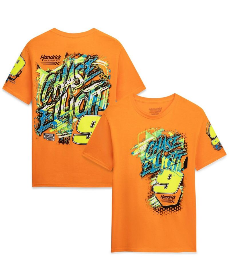 Men's Orange Chase Elliott 9 Neon Xxplosion T-Shirt