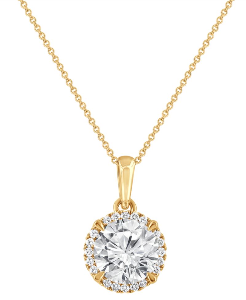 Badgley Mischka Certified Lab Grown Diamond Halo 18" Pendant Necklace (2 ct. t.w.) in 14k Gold
