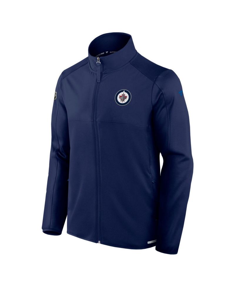 Men's Navy Winnipeg Jets Authentic Pro Rink Fleece Full-Zip Jacket