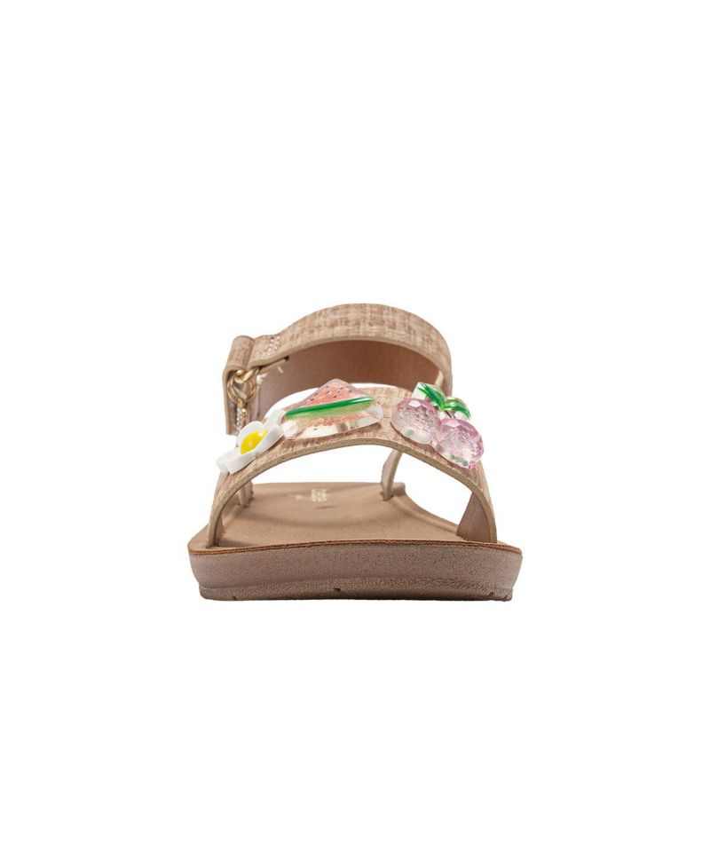Little Girls Fashion Sandals - Comfy Dressy Shoes with Fruit and Flower Charms