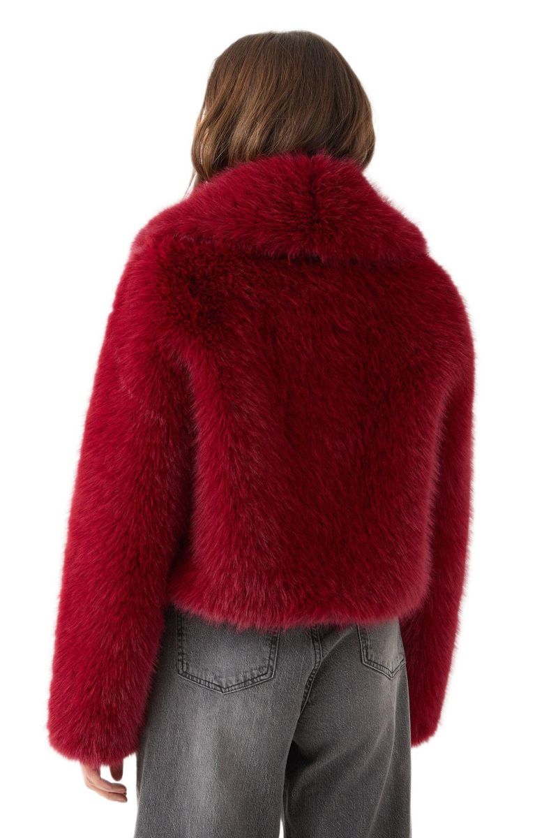 Women's Faux Fur Cropped Collar Coat