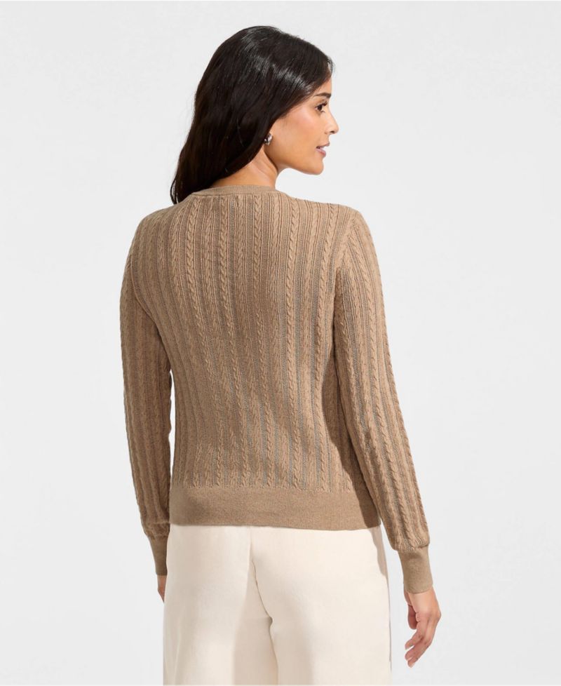 Women's Cotton Pointelle Modern Cardigan Sweater