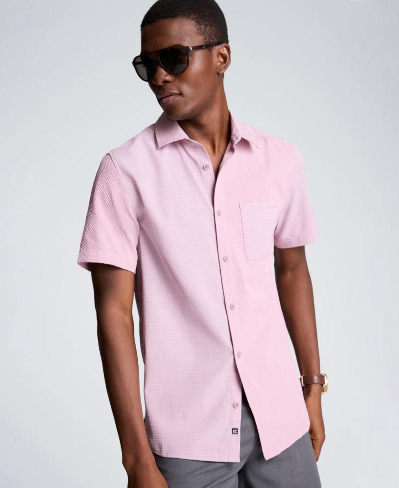 Men's Mixed Media Point Collar Sport Shirt