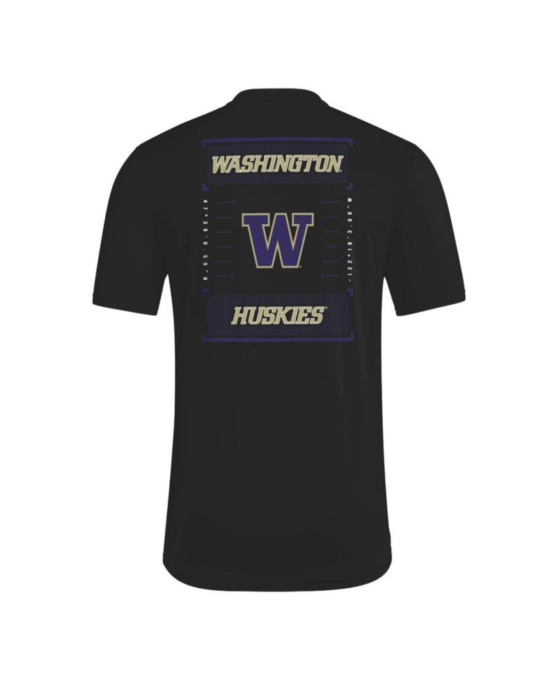 Men's Black Washington Huskies Locker Football Icon AEROREADY Pre-Game T-Shirt