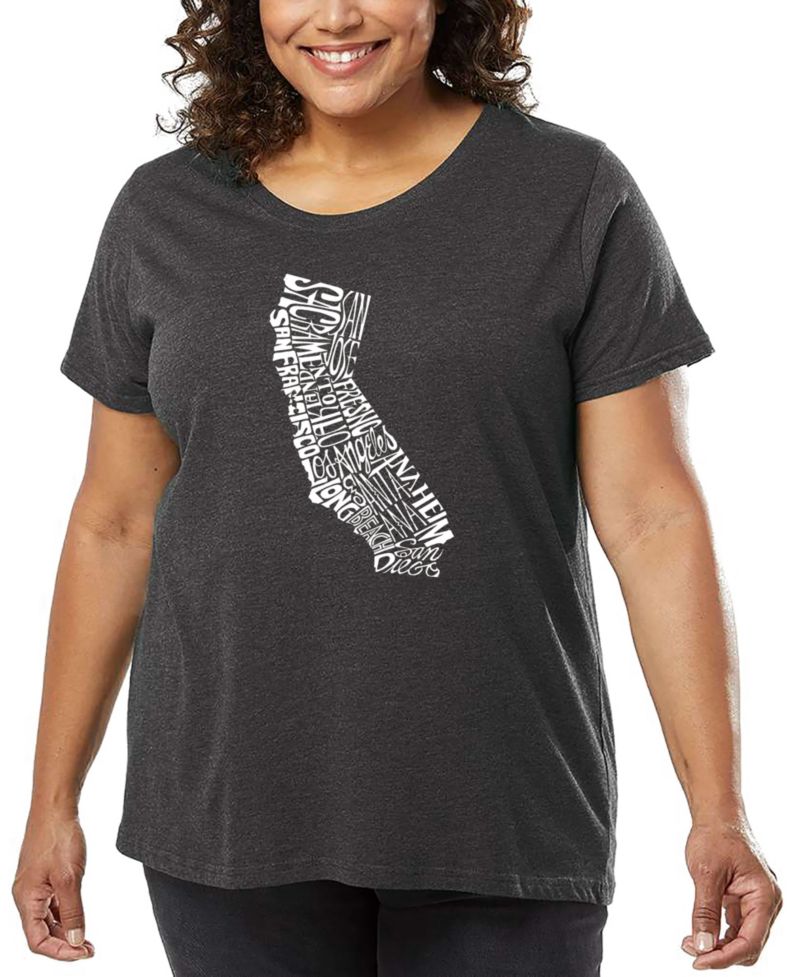 Plus Size California State Word Art T-Shirt
