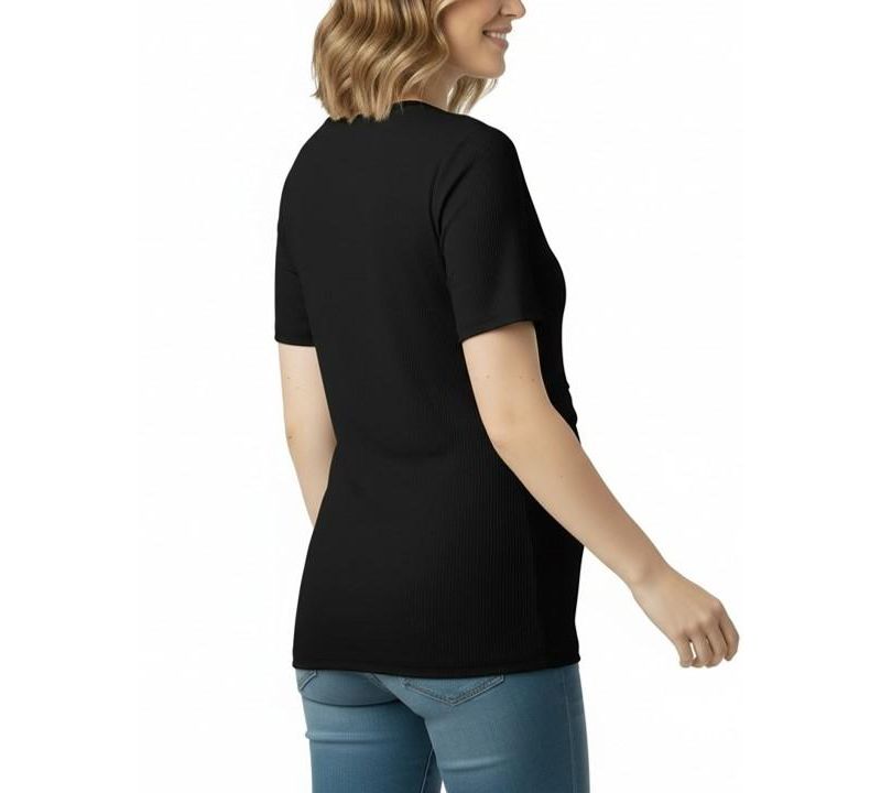 Women's Motherhood Crew Neck Cross Over Nursing Short Sleeve Top