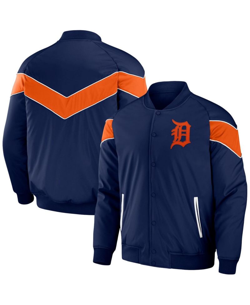 Men's Navy Detroit Tigers Baseball Raglan Full-Snap Jacket