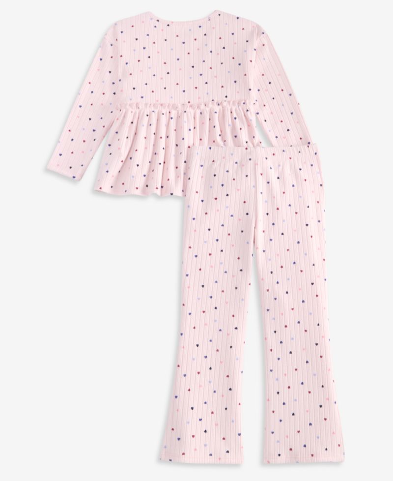 Girls' 12M-5T Star Heart Brushed Rib Top & Pants, 2-Piece Set