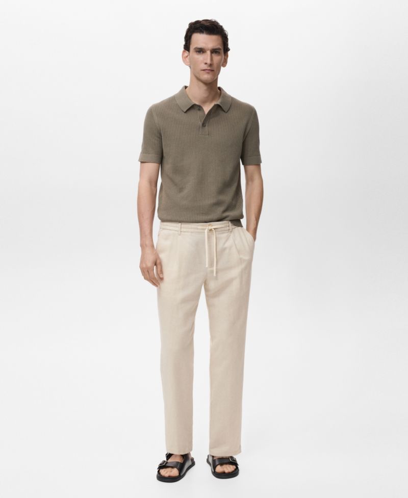 Men's Slim-Fit Drawstring Linen Pants