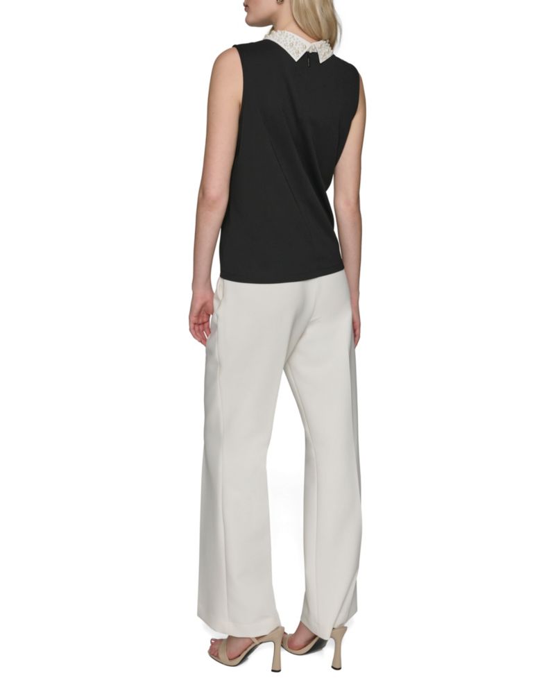 Petite Embellished Collar Sleeveless Blouse
