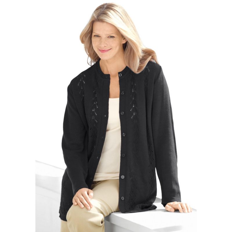 Plus Size Within Long-Sleeve Pointelle Cardigan Sweater