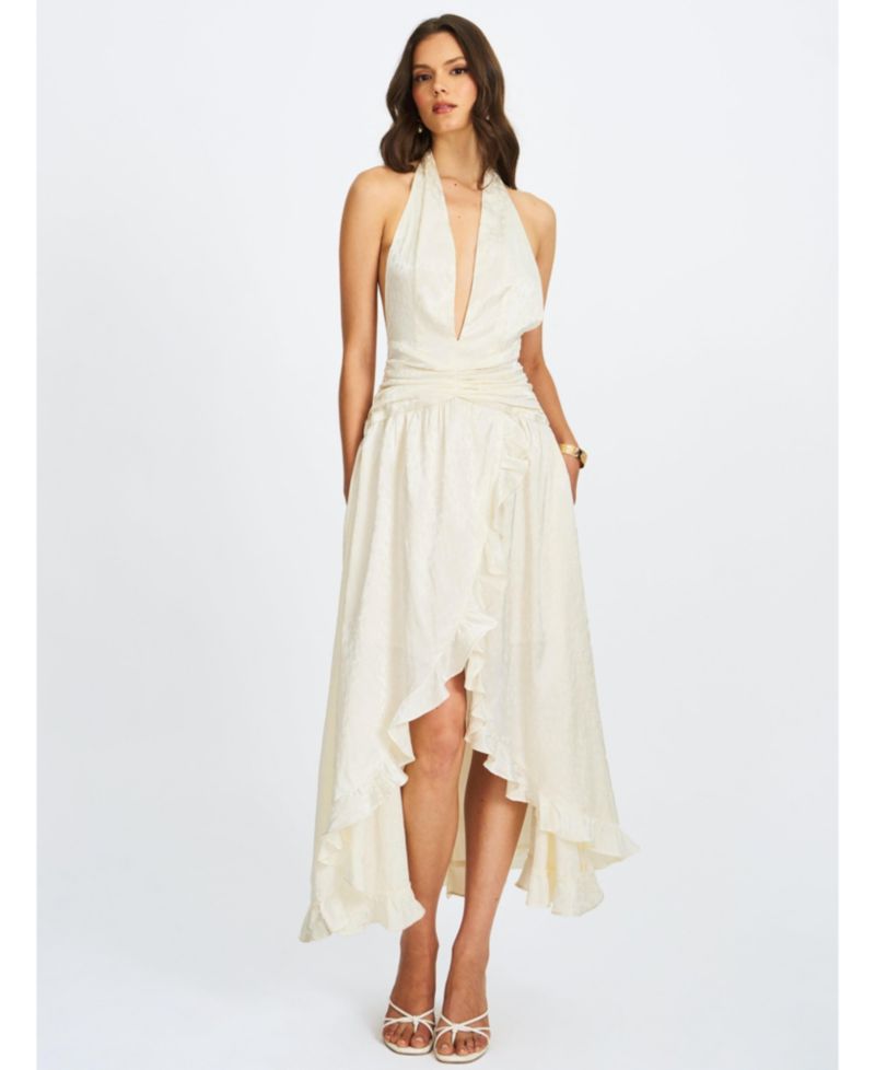 Women's Nalani Floral Ivory Ruffled Halter Maxi Dress