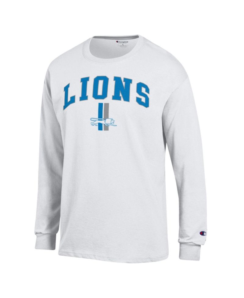 Men's White Detroit Lions Arch Over Logo Long Sleeve T-Shirt