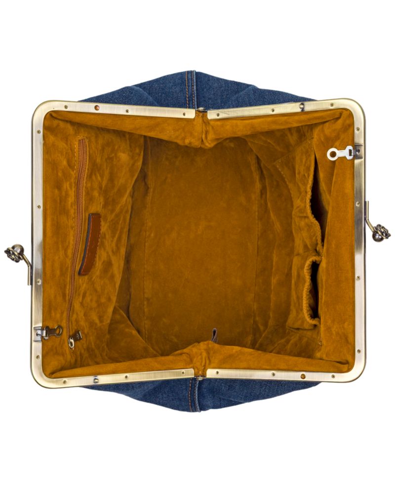 Vivienne Medium Denim Frame Clutch Handbag