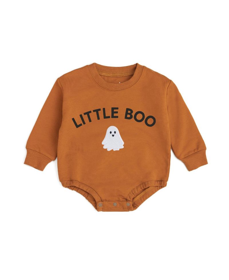 Baby Boys' Boo Patch Long Sleeve Halloween Romper