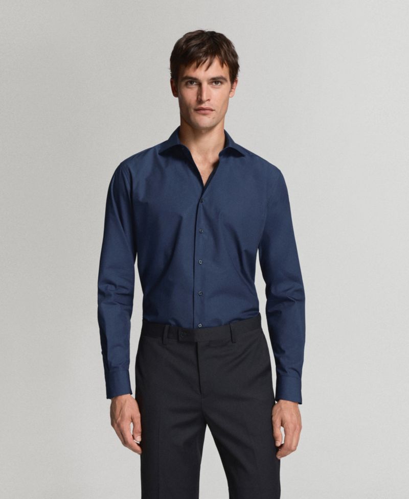 Men's Slim-Fit Cotton Poplin Dress Shirt