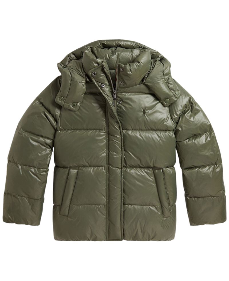 Girls' 7-16 Glossy Down Hooded Jacket
