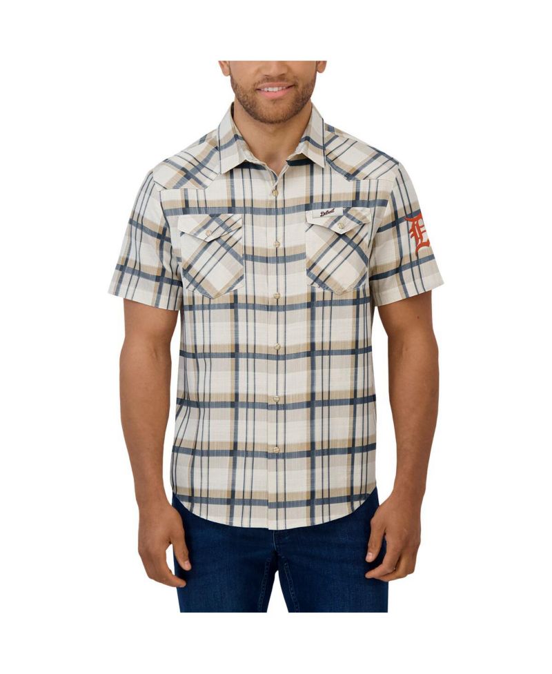 Darius Rucker Collection by Men's Navy Detroit Tigers Plaid Full-Snap Shirt