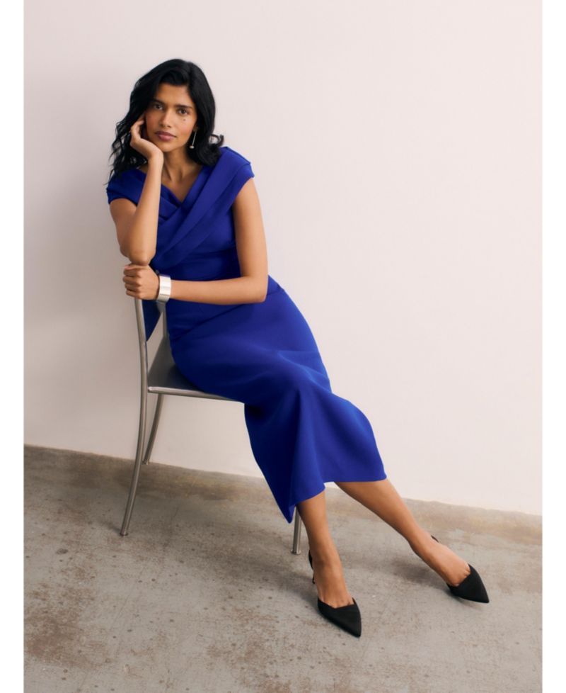 Women's Bodycon Short Sleeve V-Neck Midi Dress