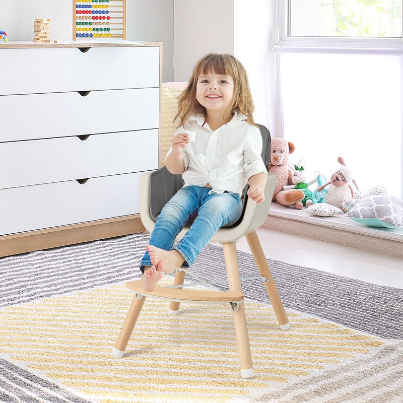 3-in-1 Convertible Wooden Baby High Chair with Cushion