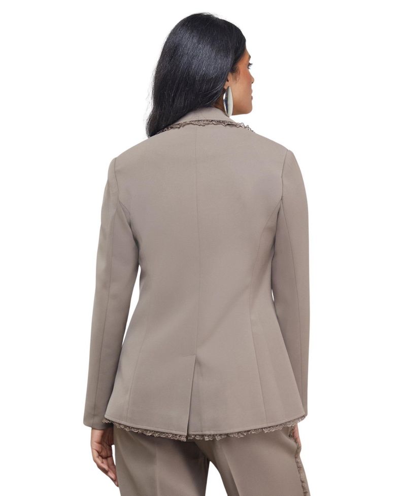 Women's Oversized Lace Frill Trim Blazer