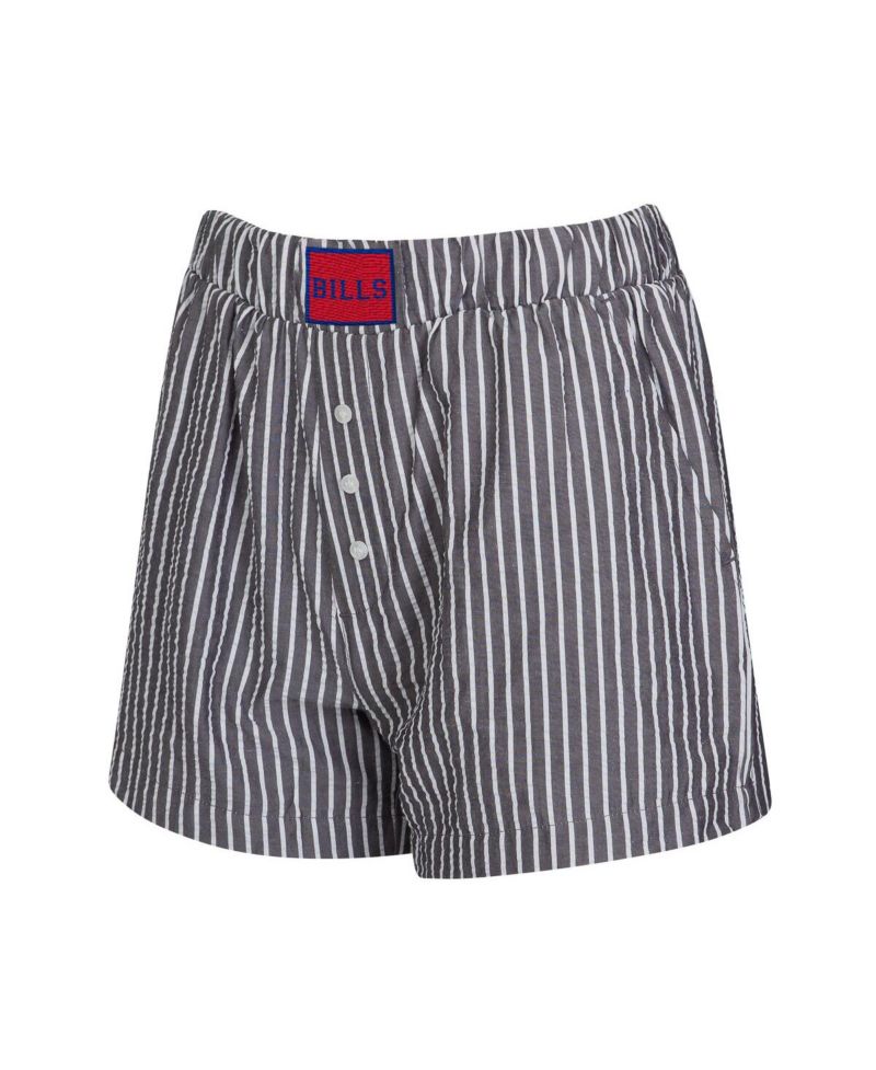 Women's 2-Pack Black Buffalo Bills Stripes and Solids Boxer Shorts Set