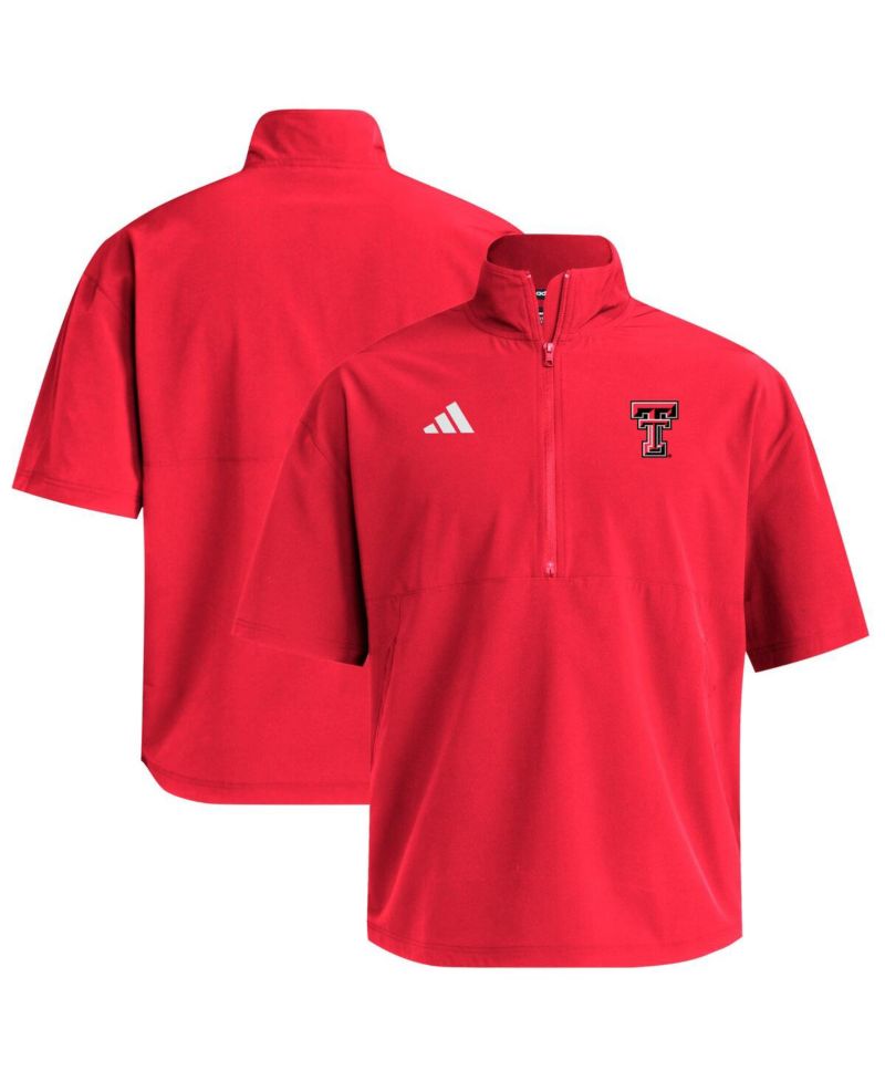 Men's Red Texas Tech Red Raiders Woven Quarter-Zip Short Sleeve Pullover Hoodie