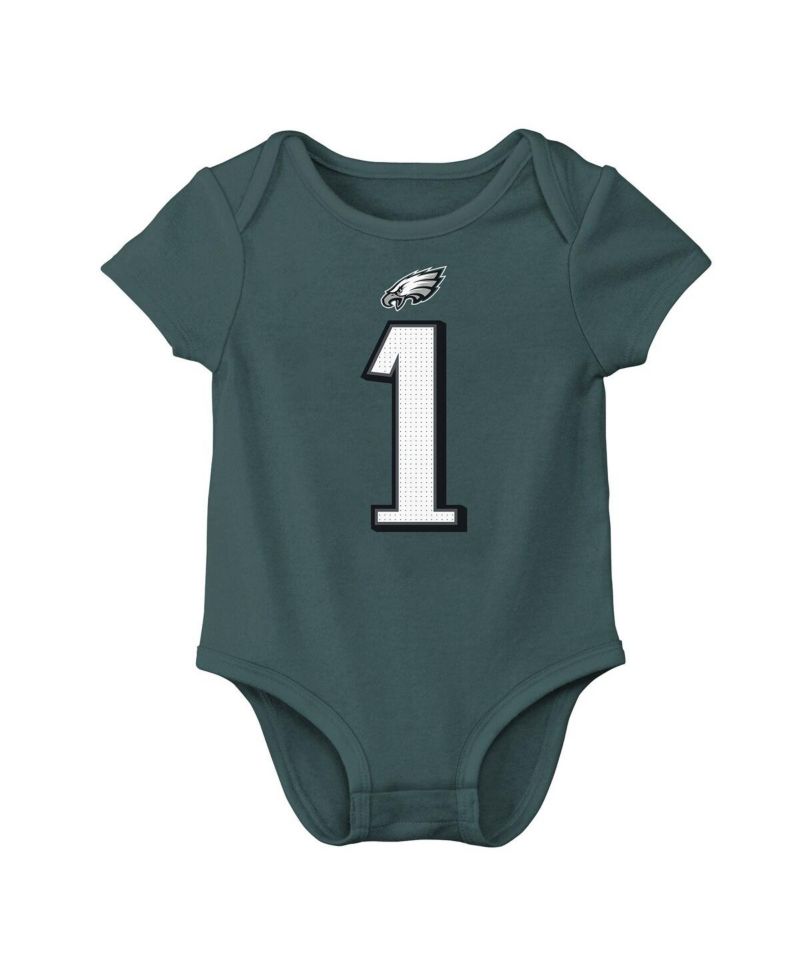 Baby Boys and Girls Midnight Green Jalen Hurts Philadelphia Eagles Player Name & Number Bodysuit