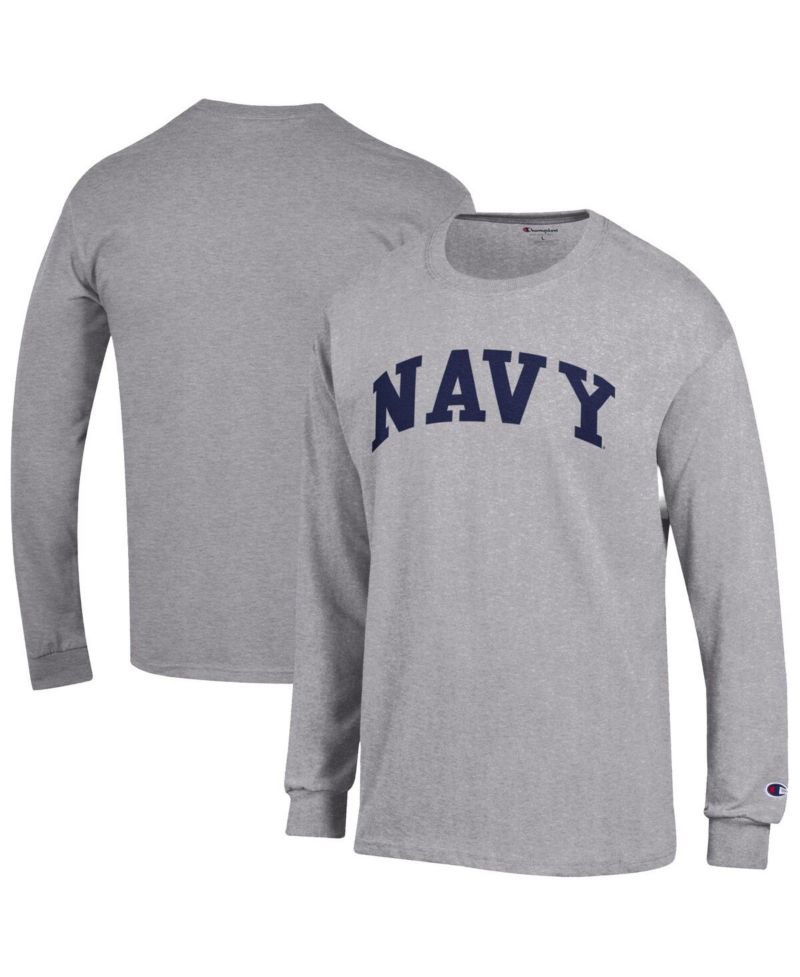 Men's Navy Navy Midshipmen Basic Arch Long Sleeve T-Shirt