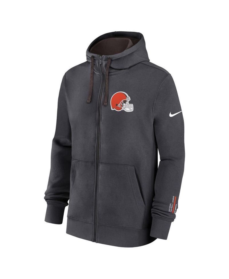 Men's Anthracite Cleveland Browns Primetime Club Full-Zip Hoodie