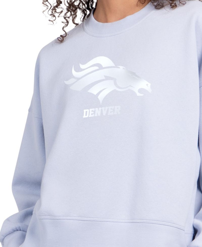 Women's Light Blue Denver Broncos Travel Pastels Boxy Fleece Sweatshirt