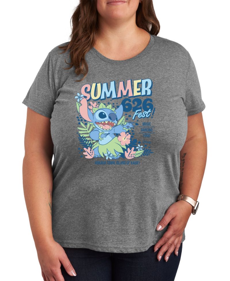 Trendy Plus Size Lilo and Stitch Core Graphic Crew Neck T-Shirt