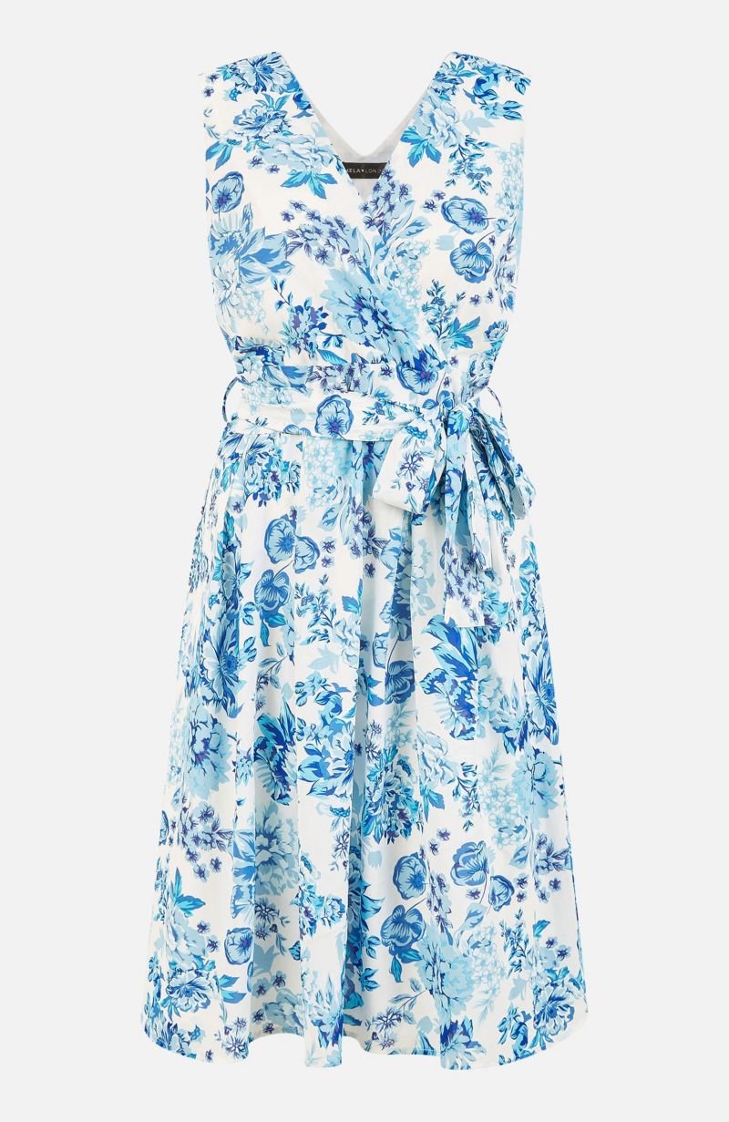 Women's Floral Wrap Over Skater Dress