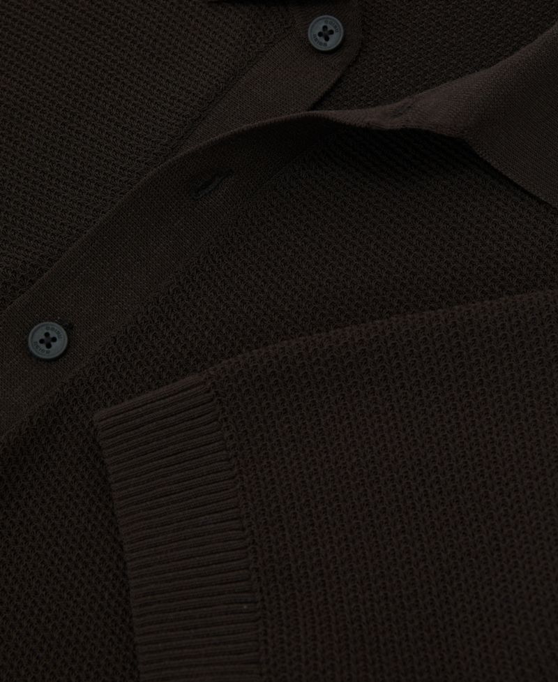 Men's Warren Basket-Stitch Knit Cotton-Blend Polo Shirt