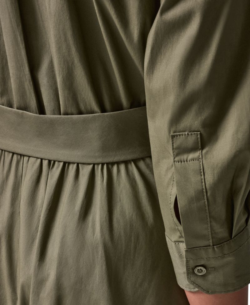 Women's Poplin Fit-and-Flare Midi Shirt Dress