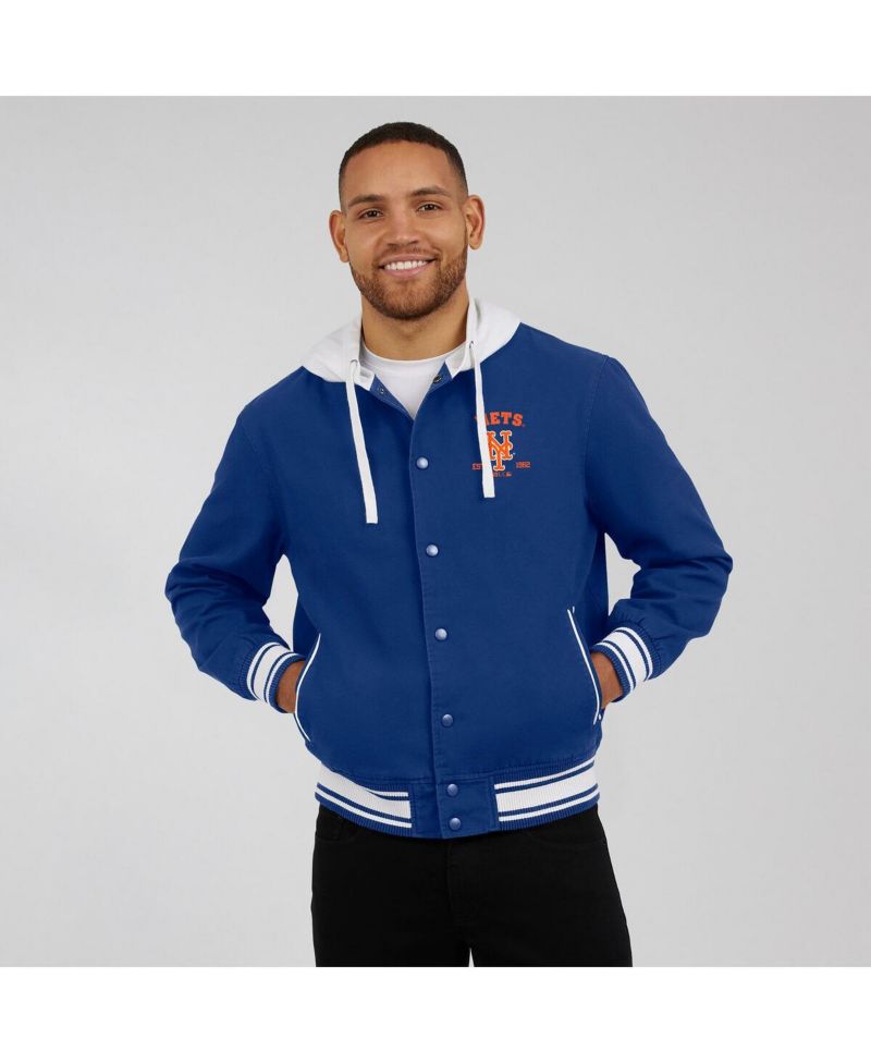 Men's Royal New York Mets Full-Snap Hooded Jacket