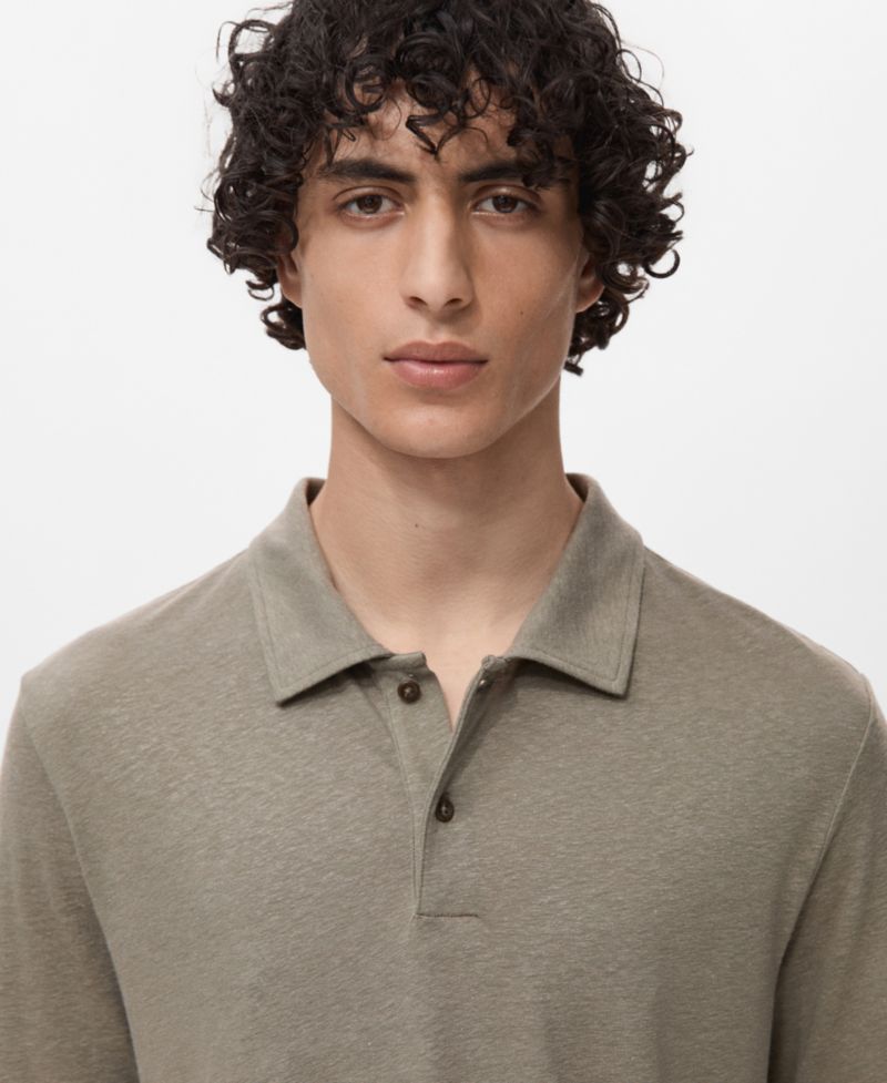 Men's Linen Blend Slim Fit Polo Shirt