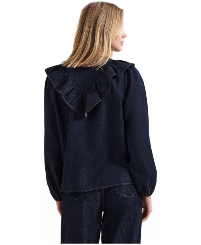 Women's Alexia Denim Ruffle V-Neck Blouse